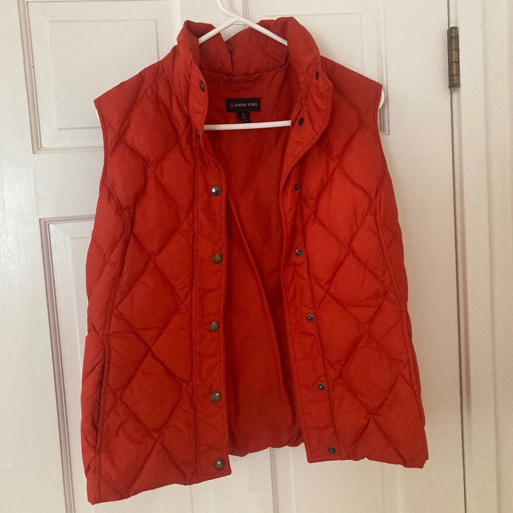 Orange Lands End Puffy Button up Vest - size small